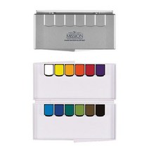 미젤로 미션 실버클래스 고체 팬물감 12색 캘리그라피 물붓 파레트 고체수채화 고체물감 붓, 상세페이지 참조
