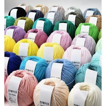 착하면 얀스케치 인형실 코바늘실 손뜨개 마카롱 면실 모티브실 털실 블랭킷 펀치니들 코튼 뜨개실, 45g, 055. 라임믹스