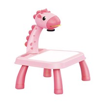 shangren 어린이 그리기 프로젝터 학습 책상 교육 도구 그림 playset 어린이 아트 추적 프로젝터 키트 어린이를위한, 아직도, 기린 핑크