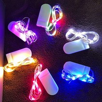 태양무역 와이어 LED 전구 줄조명 줄전구 (건전지형) 인테리어 DIY 무드등 앵두전구 트리 장식 크리스마스 벽 조명 벽트리, 01. 와이어 단추 건전지 2M-연노랑