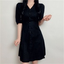 비위치 비위치 브이넥 린넨 퍼프 미니원피스 (8563325)