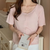 [바보사랑] 여성 봄 여름 라운드넥 버튼 반팔 가디건