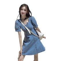 데님 스커트 허리 조임 2022 여름 여성 사각 디자인 느낌 작은 키 스커트