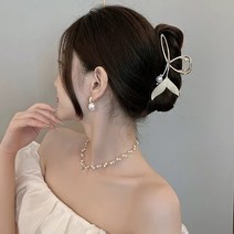 인어 꼬리 진주 큐빅 골드 집게핀 2종