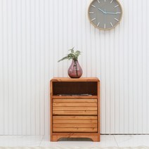 [로쏘] 루바 오크 원목 협탁 투서랍, 색상:오크