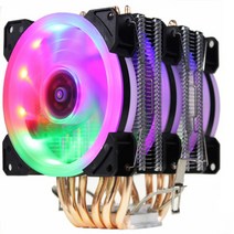 CPU 쿨러 고품질 6 히트 파이프 듀얼 타워 냉각 9CM RGB 팬 LED 팬 지원 3 팬 AMD 및 INTEL 용 3 핀 CPU 팬, 러시아|3 Fan LED 4pin