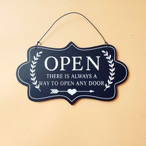 인테리어 오픈 조경 돌출형 펜션 정원 대문 엔틱 벽걸이 웰컴 푯말 레터링 철제 마당, 블랙 OPENCLOED (양면)