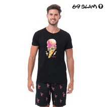 69슬램 선셋 앤 피자블랙 디앤에이 남녀공용 반팔티셔츠상의 MTSTNZ-BK