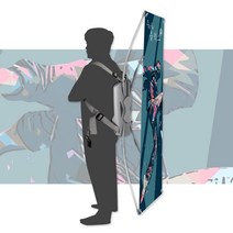 우리동네출력소 워킹배너 이동 휴먼 X배너거치대 출력 제작 인쇄, 워킹배너 1개, 매쉬배너 1장