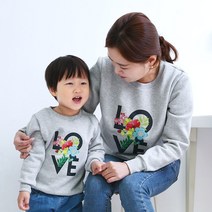 쥬스토리 가족티 기모 맨투맨 플라워러브