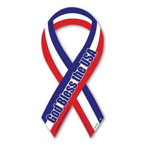 God Bless The USA 레드 화이트 블루 미니 리본 마그넷 아메리카는 5.1cm x 10.2cm(2인치 x 4인치) 차량 및 냉장고용으로 제작