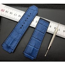 블루 브라운 호환호환 그린 블랙 29x19mm 실리콘 시계 밴드 킹 파워 시리즈 용 Hublot 스트랩 도구 로고 포함, 블루 스트랩, 실버 버클, 1개