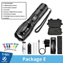 야외 캠핑 원터치 텐트 Shustar led 손전등 울트라 브라이트 토치 l2v6 캠핑, 패키지 전자, v6-가장 밝은
