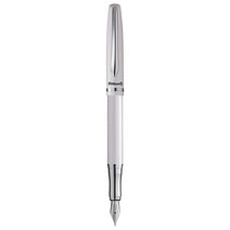 Pelikan 재즈 엘레강스 만년필 미디엄 펜촉 블루 잉크 리필 포함 금속 화이트 블리스터 카드 각 1개 (807241), White