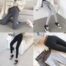 배색 코디 밴딩 레오 여성 박스티 학생 슬릿 파드 여자 골지 호피 레깅스 롱티셔츠