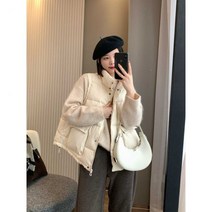 가을 겨울 패딩 베스트 여성 루즈핏 헨리넥 따듯한 조끼 구스다운 민소매 나들이룩 빅사이즈