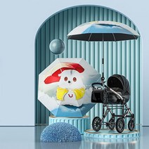 Regn 귀여운 캐릭터 유모차우산 햇빛가리개 각도조절 우양산, 1 무지개 유니콘