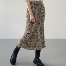 H라인 레오파드 트임 밴딩 호피 롱스커트
