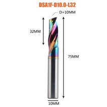 Dreanique-3.175 4 6 8mm CNC 싱글 플루트 솔리드 텅스텐 카바이드 합금 엔드밀 알루미늄용 DLC 코팅 밀링 커터 1 피스, DSA1F-D10.0-L32