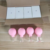 4pcs/set Rubber Massage Body Cups Glass Vacuum Cupping Anti Cellulite Suction Cup For Face Facial Sk, 02 4pcs pink