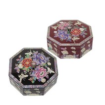 레트로도시락 나전칠기다과함 자개찬합 빈티지 간식함 디저트그릇, 레드