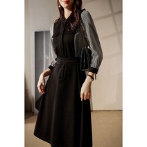 Shen Xiao She 2022년 봄 스타일리시하게 슬림해 보이는 미디엄 원피스 미아마스빈