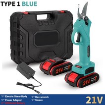 전동전정가위 충전전지 공업용 적과 고지 감나무가지치기무선 전기 전정 가위 21V 30mm Pruner 정원 도구, 02 TYPE 1 blue_01 EU PLUG