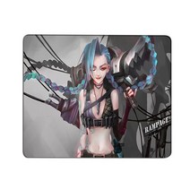 게이밍책상 pc방책상 애니메이션 마우스 패드 만화 리그 오브 레전드 Jinx 게임용 게이머 데스크 매트 키보, 10 FJ000966_04 15x15cm