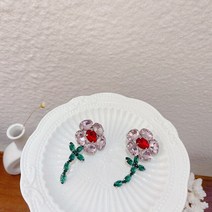 보석 반지 가넷 사파이어 루비 여성을 위한 캔디 컬러 꽃 메탈 빈티지 스위트 크리스탈 Y2K 쥬얼리 우정 90s 00s 스타일 선물 매력
