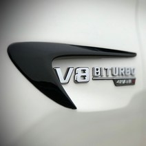 모터스파이 벤츠 휀다 레터링 포인트 엠블럼 부착형 몰딩 BITURBO 4MATIC, 03. V8바이터보 (블랙레드)