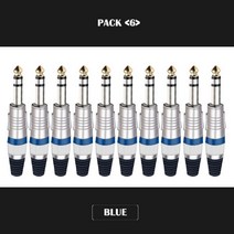 배선커넥터 터미널단자 정리 연결 10PCS 모노스테레오 잭 6.35mm 와이어 커넥터 오디오 스피커 앰프 마이크 TS TRS 플러그 니켈 도금, Blue 2