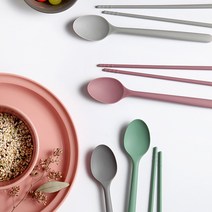 [1+1] 실리콘 파스텔 수저 세트, 연그레이2p