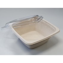 리어스팩 친환경 펄프용기 50세트, 펄프10)사각샐러드960ml(투명뚜껑)50개