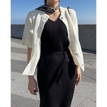 여성 브이넥 슬림 골지 니트 반팔 롱 원피스 3color 봄 여름 764