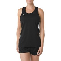 ASICS 여성용 팀 스윕 싱글렛, Large, Black/White, 1개