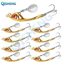 [QISHENG] 스핀 바이브 9개입/세트 메탈 바이브 농어 삼치 광어 우럭 배스 스피너베이트, 골드-1#, 15g