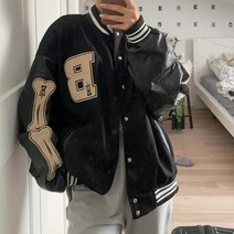 Baseball Jacket 공용 야구점퍼 자켓 PU가죽 패치 대학 코트