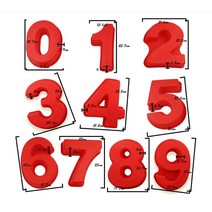 모양틀 입체 두꺼운 월병 10 인치 대형 실리콘 번호 금형 0-9 아라비아 숫자 케이크 금형 베이킹 금형 생일 케이크 몰드 가정용 베이킹, 없음