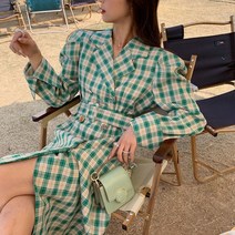 더블 코트 자켓 봄 격자 무늬 오버 사이즈 블레이저 싱글 레이스 업