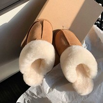 퍼 패딩 털 슬리퍼 클로그 어그 부츠 가을 겨울 방한, 235미리 브라운
