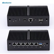 QOTOM 방화벽 마이크로 기기 Q190G6 셀러론 J1900 6 기가비트 LAN 게이트웨이 라우터 팬리스 미니 PC, 4G RAM 32G SSD_Q190G6 J1900 WI