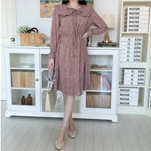 퍼니걸스 6227 프릴 카라 리본 밴딩 플라워 원피스 여성의류