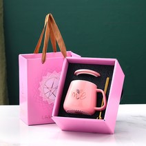 55도 온도 조절 머그 보온병 가열 패드 다이아몬드 세라믹 커피 머그, 세라믹 컵, 따뜻 한 파우더 컵 Me 선물 세트 (40 세트   박