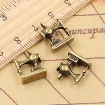 미니재봉틀 10pcs 매력 재봉틀 15x12mm 티벳 실버 컬러 펜던트 골동품 보석 만들기 수제 공예, 01 앤틱 청동 도금