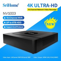 srihome nvs003 4k uhd 무선 nvr 16ch 5mp h.265 네트워크 비디오 레코더 onvif 보안 감시 cctv wifi ip 카메라 시스템, 4t, 우리 플러그