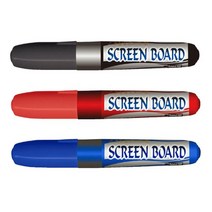 하이라인 마카 펜(1개-3색-무광화이트보드용) - 스크린보드마카펜, 빨강