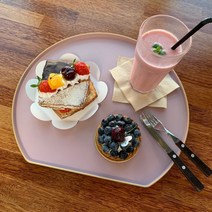 반달쟁반 논슬립 트레이 파스텔 칼라 홈카페 빵 커피 반원쟁반 칠기 쟁반 제작, 그린