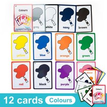 영어 카드 파닉스 단어 학습 카드 영어낱말 플래시 카드, Colours 12Cards