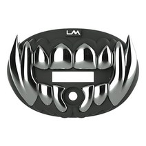 LOUD MOUTH Loudmouth 풋볼 마우스 가드 - 3D 비스트 마우스피스 성인 및 청소년에게 적합 액세서리 (3D 블랙 화이트 이빨), 3d Beast - Chrome Black / Silv