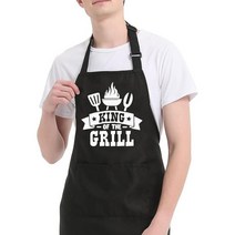 오조스케이우 남성용 웃긴 요리 앞치마 BBQ 주방 앞치마 2포켓 굽기 아빠 남편 셰프용 그릴 선물 …, King of the Grill Black